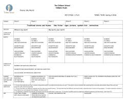 The Chiltern School TERMLY PLAN Theme: My World KEY STAGE
