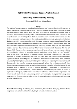 Risk and Decision Analysis Journal Forecasting and Uncertainty