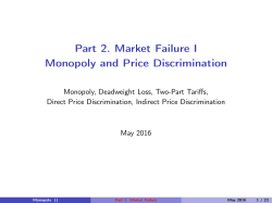 Part 2. Market Failure I Monopoly and Price Discrimination