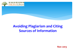 Avoiding Plagiarism and Citing Sources of Information