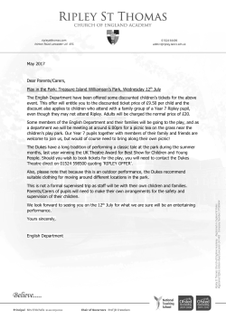 May 2017 Dear Parents/Carers, Play in the Park