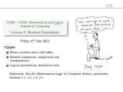 Lecture 2: Boolean Expressions - CS304 &ndash; CS310: Mathematical