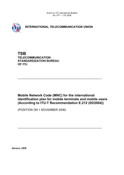 Annex to Operational Bulletin No. 871 du 1.XI.2006