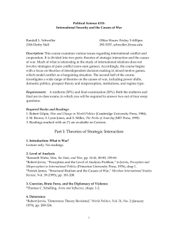 Part I: Theories of Strategic Interaction