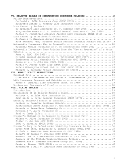 Automobile Insurance: Loss Arising from the &ldquo;Use or