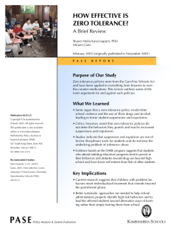 How Effective Is Zero Tolerance?