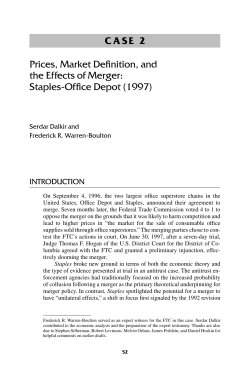 CASE 2 Prices, Market Definition, and the Effects of Merger: Staples
