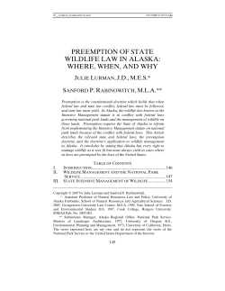 Preemption of State Wildlife Law in Alaska