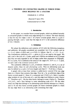 A theorem on connected graphs in which every edge belongs to a 1