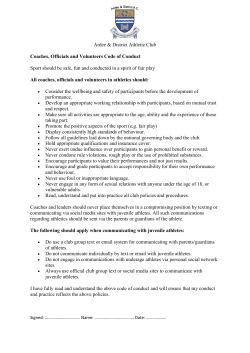 Coaches, Officials and Volunteers Code of Conduct