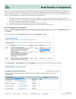 Reset Question or Assignments