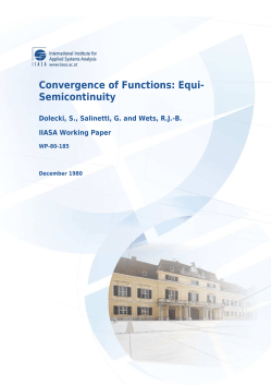 Convergence of Functions: Equi- Semicontinuity