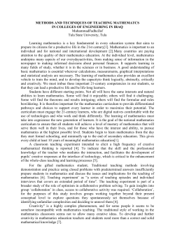 METHODS AND TECHNIQUES OF TEACHING MATHEMATCS IN