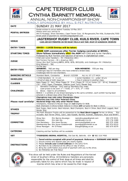 CAPE TERRIER CLUB Cynthia Barnett memorial