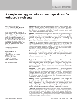 A simple strategy to reduce stereotype threat for orthopedic residents