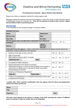 Pre-Employment Checklist - Agency Workers (Non Medical).