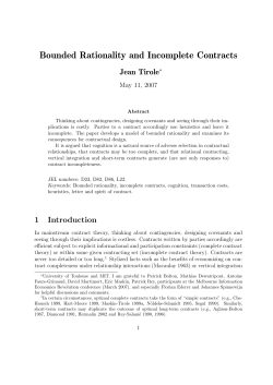 Bounded Rationality and Incomplete Contracts