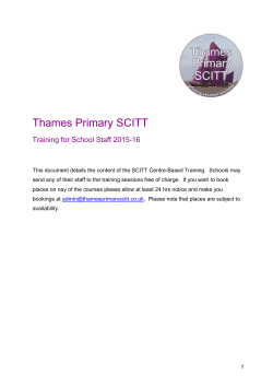An outline of SCITT Centre-Based Training 2015-16 (1)