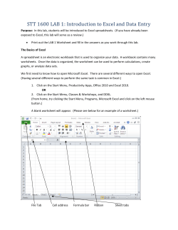 Introduction to Excel and Data Entry
