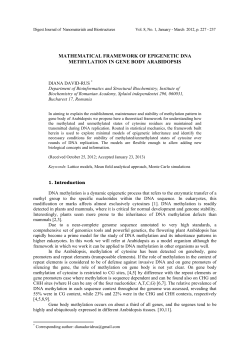 "Mathematical framework of epigenetic DNA methylation in gene