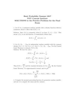 Basic Probability Summer 2017 NYU Courant Institute SOLUTIONS