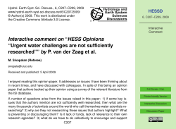 Interactive comment on &ldquo;HESS Opinions &ldquo;Urgent water challenges