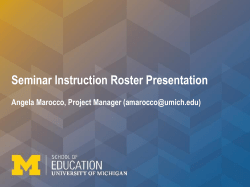Seminar Instruction Roster Presentation Angela Marocco, Project