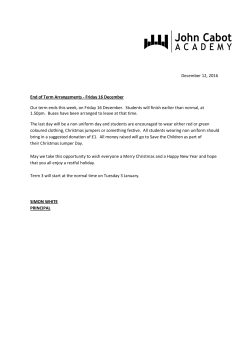 December 12, 2016 End of Term Arrangements