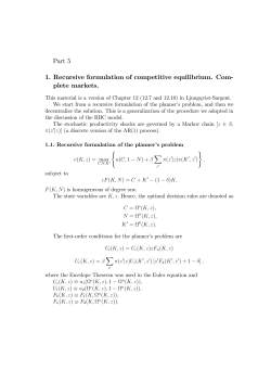 Part 5 1. Recursive formulation of competitive equilibrium. Com
