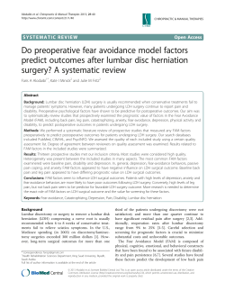 Do preoperative fear avoidance model factors predict outcomes after