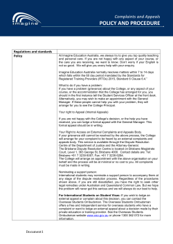 Complaints and appeals policy