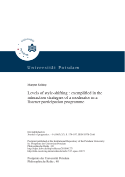 Levels of style-shifting : exemplified in the interaction strategies of a