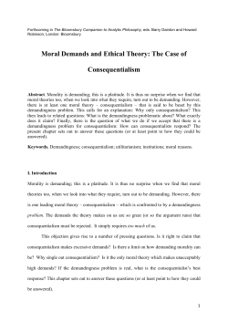 Moral Demands and Ethical Theory: The Case of