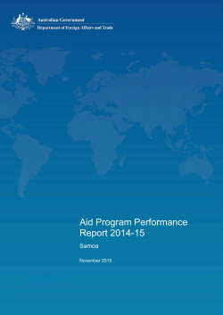 Samoa Aid Program Performance Report 2014-15