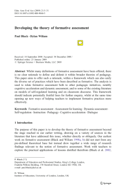 Developing the theory of formative assessment | SpringerLink