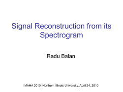 Signal Reconstruction From its Spectrogram - NIU Math