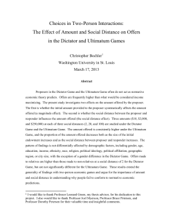Choices in Two-Person Interactions: The Effect of Amount and