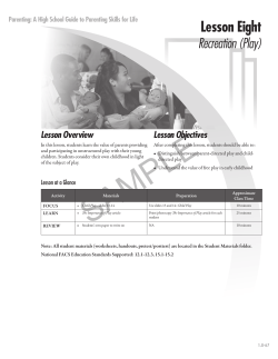 Parenting&mdash;Lesson Eight The Importance of Play