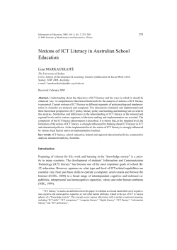 Notions of ICT Literacy in Australian School Education