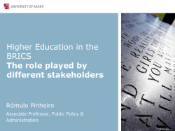 Higher Education in the BRICS The role played by different