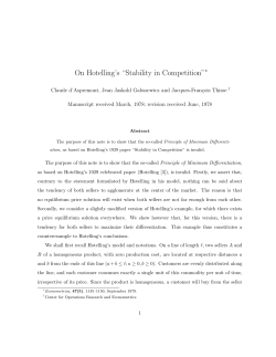 On Hotelling`s &ldquo;Stability in Competition&rdquo;
