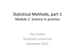 Statistical Methods, part 1 Module: Science in practice