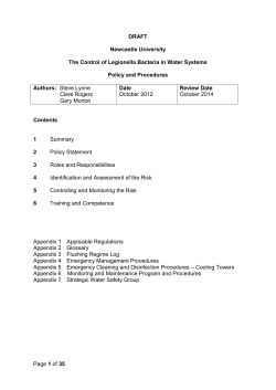 The Control of Legionella Bacteria in Water
