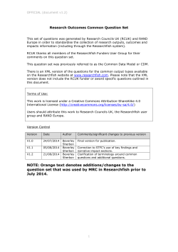Research Outcomes Common Question Set