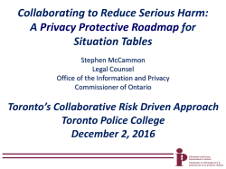 A Privacy Protective Roadmap for Situation Tables