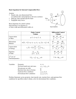 Basic Equations for Internal Compressible Flow: Assume: &bull; Steady