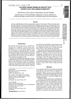 HIV risks among women in contact with Sydney`s gay and