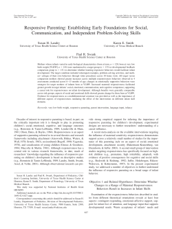 Responsive Parenting: Establishing Early Foundations for Social