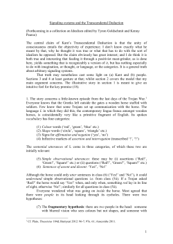 Signaling systems and the transcendental deduction