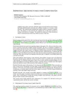 improved architectures for computer go